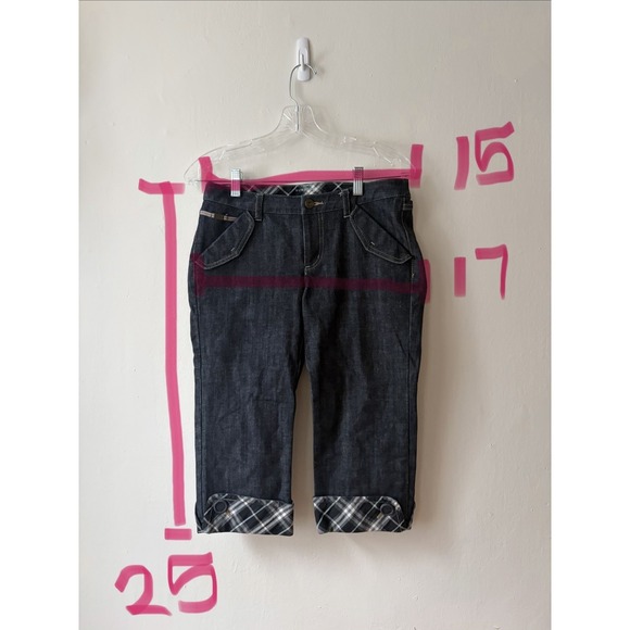 Burberry Blue Label Nova Check Dark Wash Denim Capris Size 25 - Picture 4 of 6